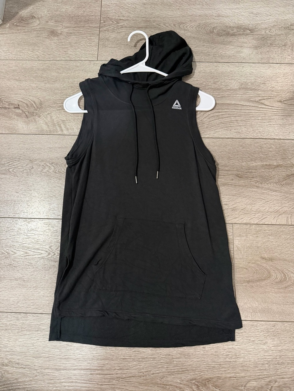 Reebok Black Hoodie Tank with Red Delta Logo